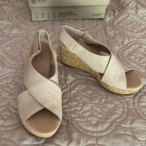 Clarks Sand Suede Wedge Sandal